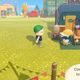 A village stops by Kick's new store on Animal Crossing: New Horizon's new shopping island.